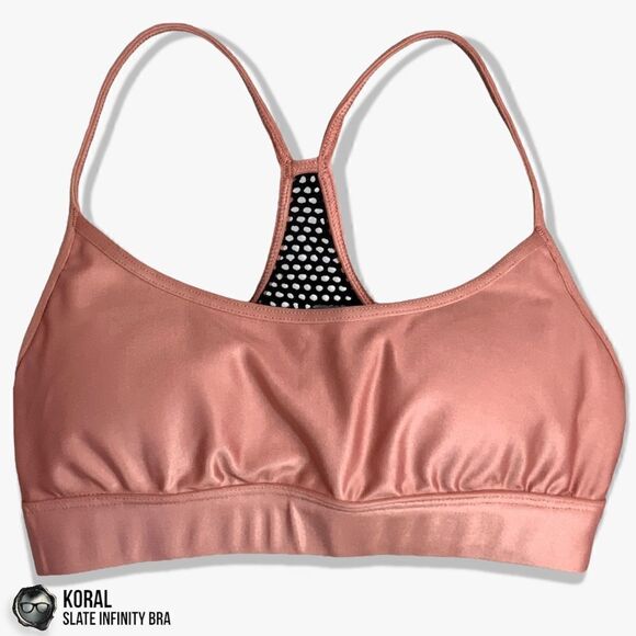 KORAL ACTIVEWEAR SLATE INFINITY LUSTROUS SPORTS BRA IN SAND PINK WOMEN’S SIZE XS - Picture 5 of 15